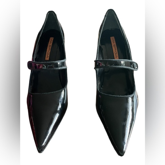 Via Spiga Black Patent Leather Mary Jane Heels Size 8 - Picture 2 of 9